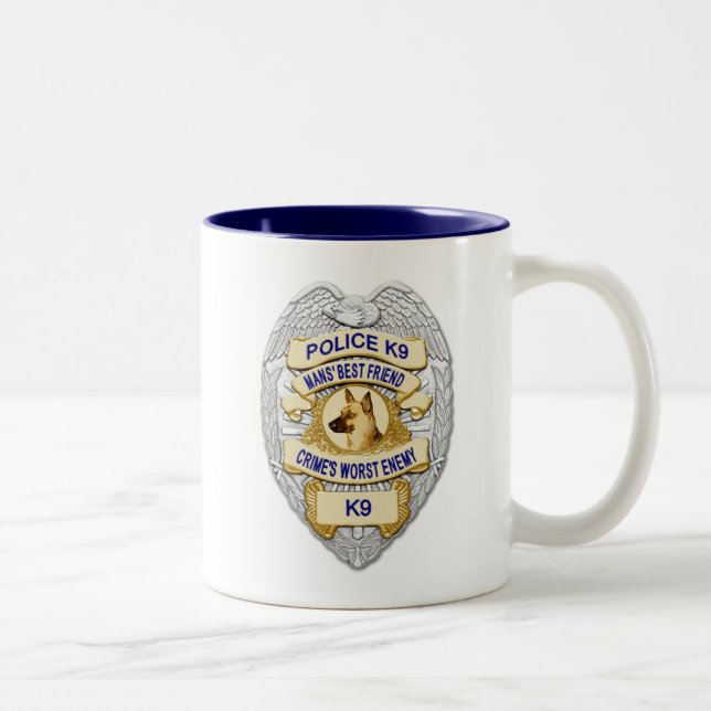 Thin Blue Line K9 Badge Two-Tone Coffee Mug (Right)
