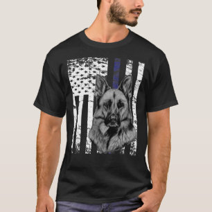 Thin Blue Line K9 Dog German Shepherd Police Offic T-Shirt