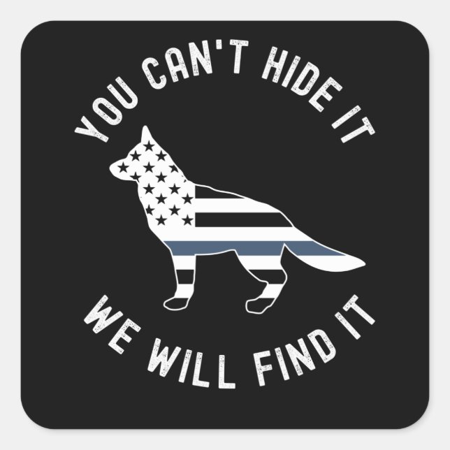 Thin Blue Line K9 German Shepherd Police K9 Unit Square Sticker (Front)