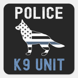 Thin Blue Line K9 German Shepherd Police K9 Unit Square Sticker