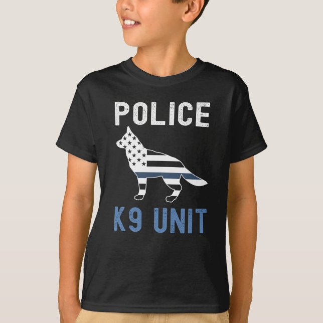 Thin Blue Line K9 German Shepherd Police K9 Unit T-Shirt (Front)