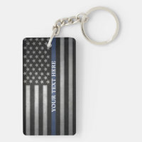 Thin Blue Line Key Chain Personalized
