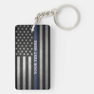 Thin Blue Line Key Chain Personalized