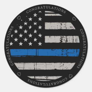Thin Blue Line Law Enforcement Congratulations Classic Round Sticker