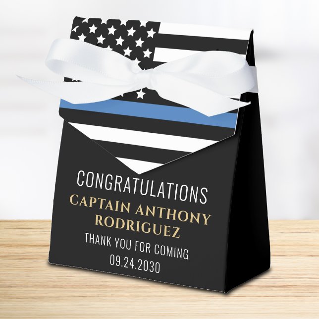 Thin Blue Line Law Enforcement Police Retirement Favor Box (Thank your party guests for coming to the retirement party of your favor police officer!)