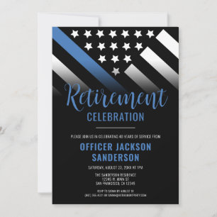 Thin Blue Line Law Enforcement Police Retirement Invitation