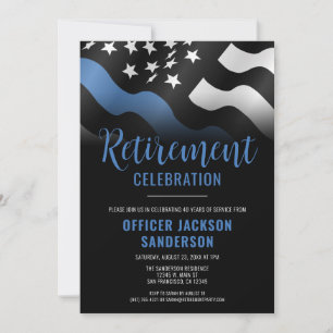 Thin Blue Line Law Enforcement Police Retirement Invitation