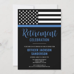 Thin Blue Line Law Enforcement Police Retirement Invitation