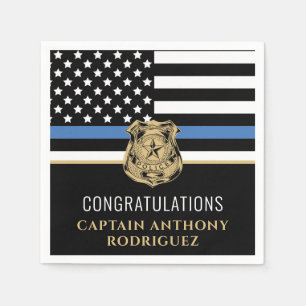 Thin Blue Line Law Enforcement Police Retirement Napkin
