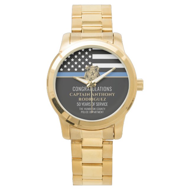 Thin Blue Line Law Enforcement Police Retirement Watch (Front)