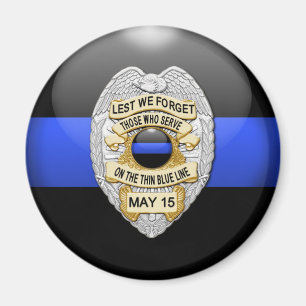 Thin Blue Line & Lest We Forget Badge Magnet