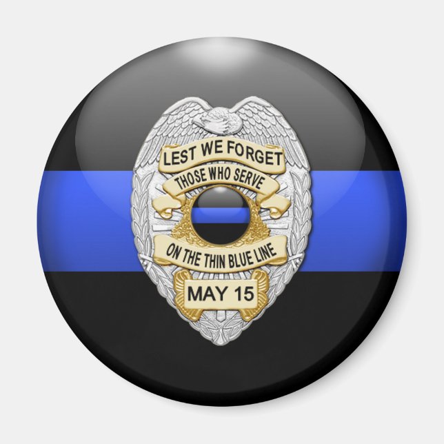 Thin Blue Line & Lest We Forget Badge Magnet (Front)