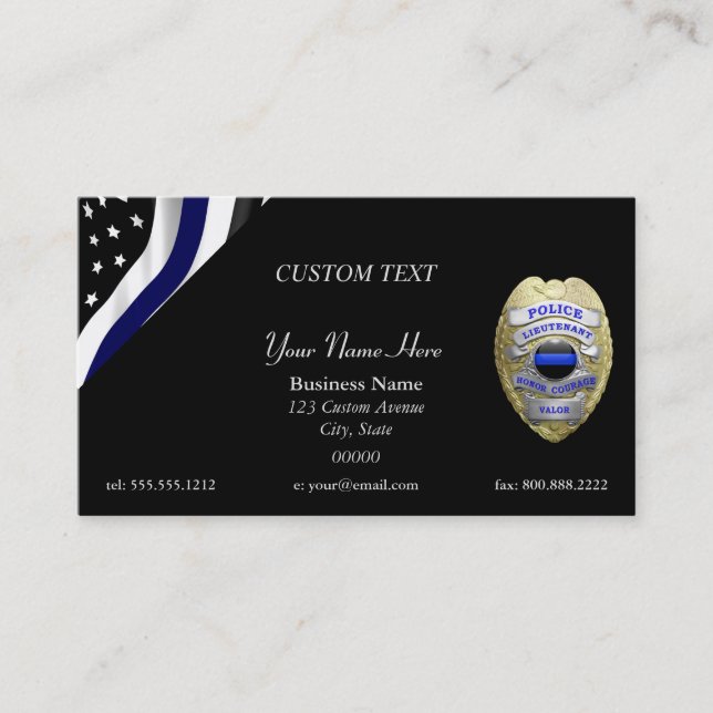 Thin Blue Line Lieutenant Business Card (Front)