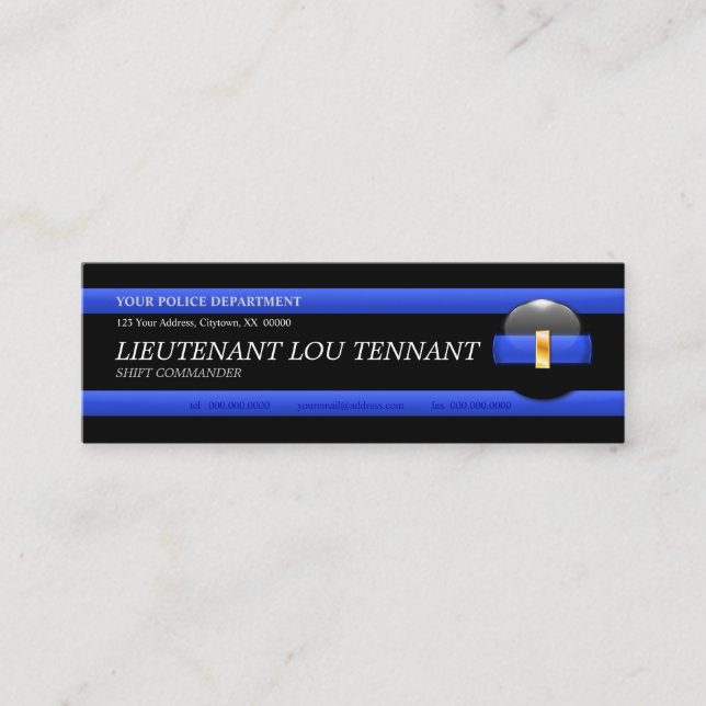 Thin Blue Line Lieutenant Custom Business Card (Front)