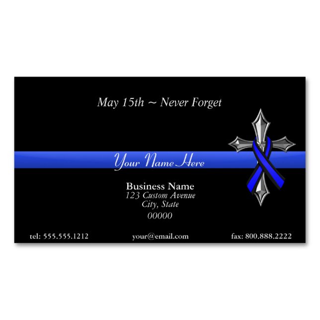 Thin Blue Line Magnetic Business Card (Front)