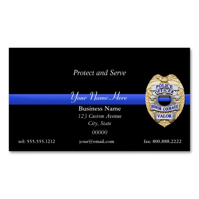 Thin Blue Line Magnetic Business Card (Front)