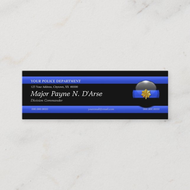 Thin Blue Line Major Custom Business Card (Front)