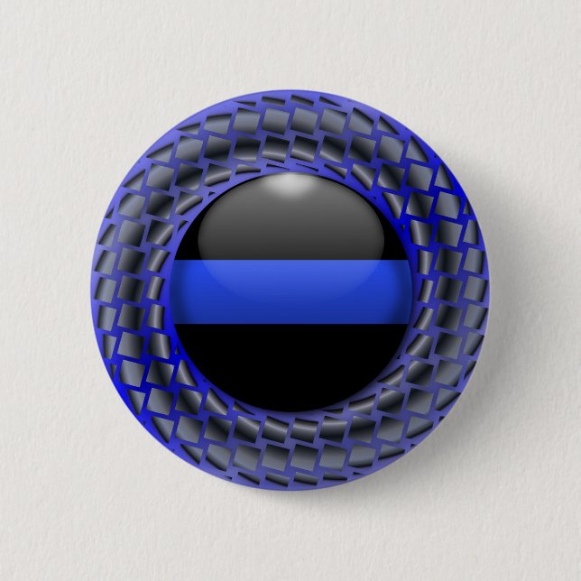 Thin Blue Line Medallion 2 Inch Round Button (Front)