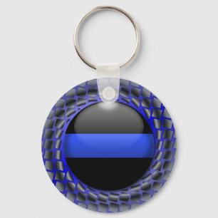 Thin Blue Line Medallion Keychain