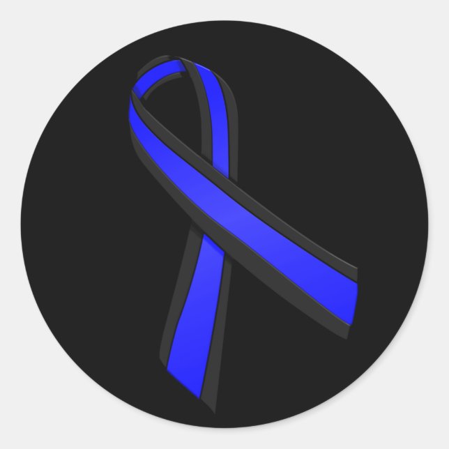 Thin Blue Line Memorial Ribbon Sticker (Front)
