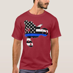 Thin blue line motocross dirt bike racing cop T-Shirt