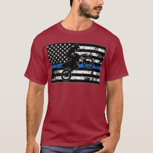 Thin blue line motocross dirtbike racing cop T-Shirt