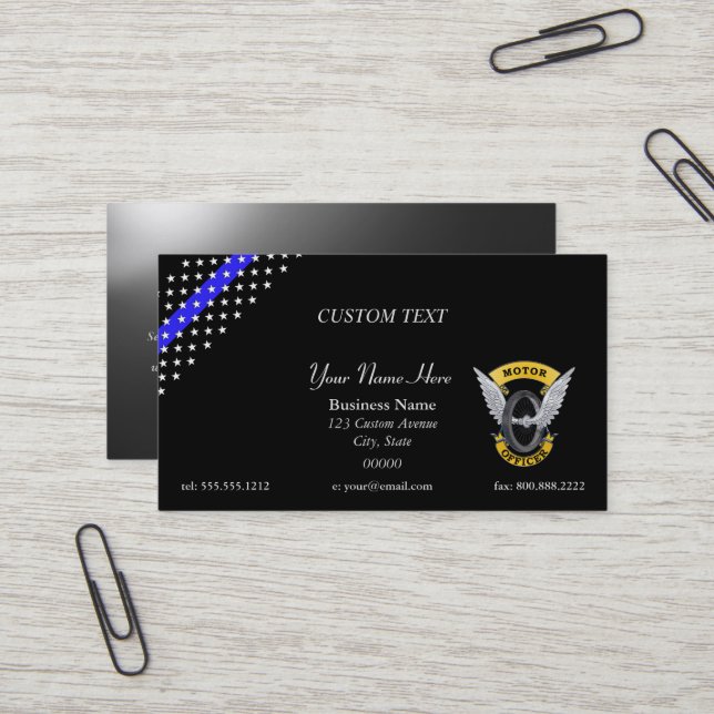 Thin Blue Line Motor Officer Business Card (Front/Back In Situ)