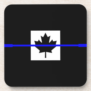 Thin Blue Line on Canadian Flag Decor Coaster