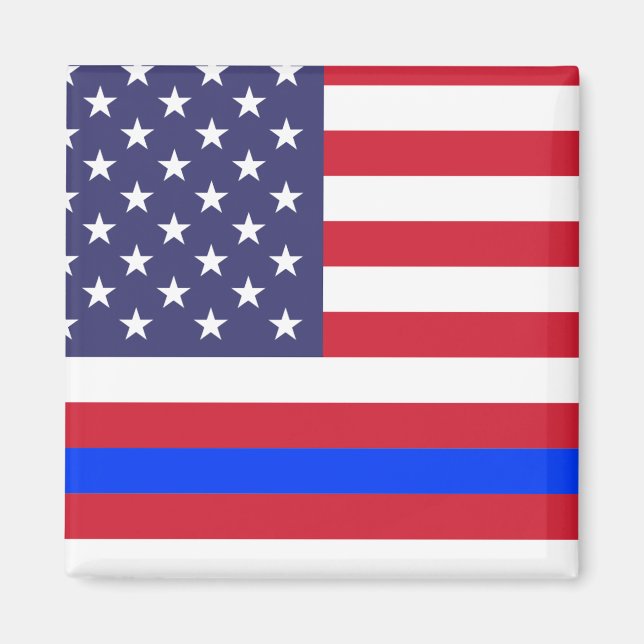 "THIN BLUE LINE on FLAG" Magnet (Front)