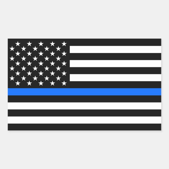 "THIN BLUE LINE on FLAG" Sticker (Front)