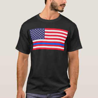 "THIN BLUE LINE on FLAG" T-Shirt