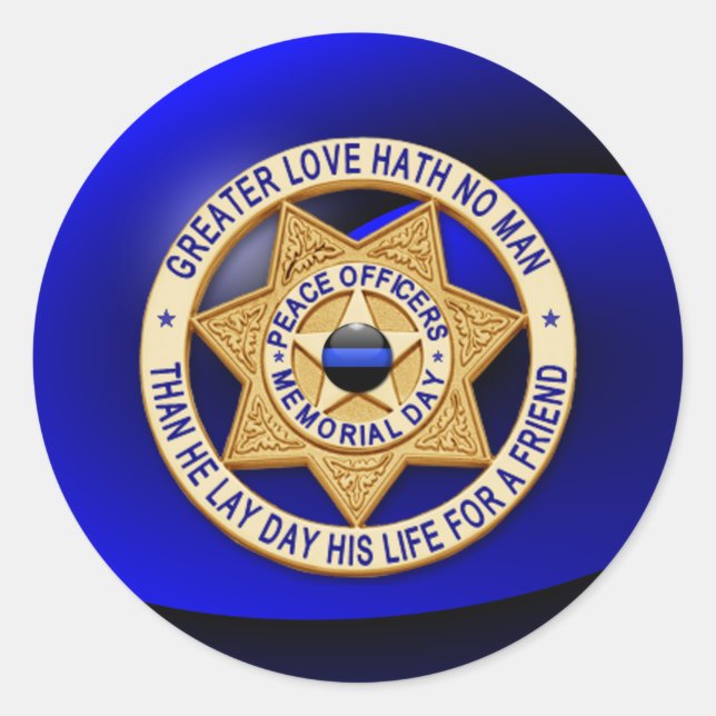 Thin Blue Line One-of-a-Kind Classic Round Sticker (Front)