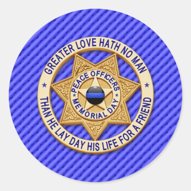 Thin Blue Line One-of-a-Kind Classic Round Sticker (Front)