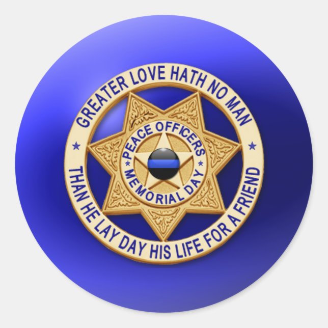 Thin Blue Line One-of-a-Kind Classic Round Sticker (Front)