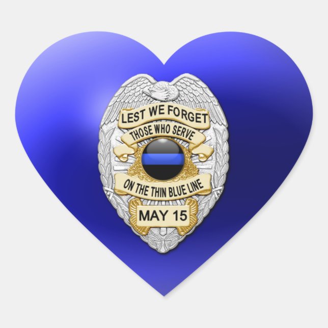 Thin Blue Line One-of-a-Kind Heart Sticker (Front)