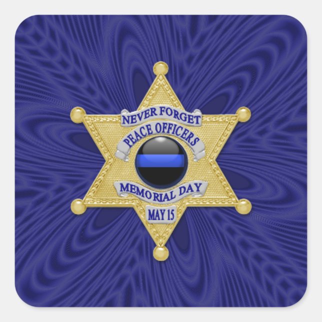 Thin Blue Line One-of-a-Kind Square Sticker (Front)