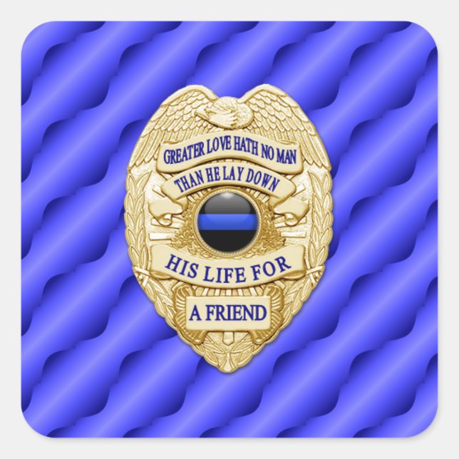 Thin Blue Line One-of-a-Kind Square Sticker (Front)