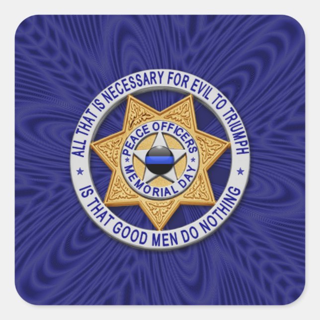 Thin Blue Line One-of-a-Kind Square Sticker (Front)