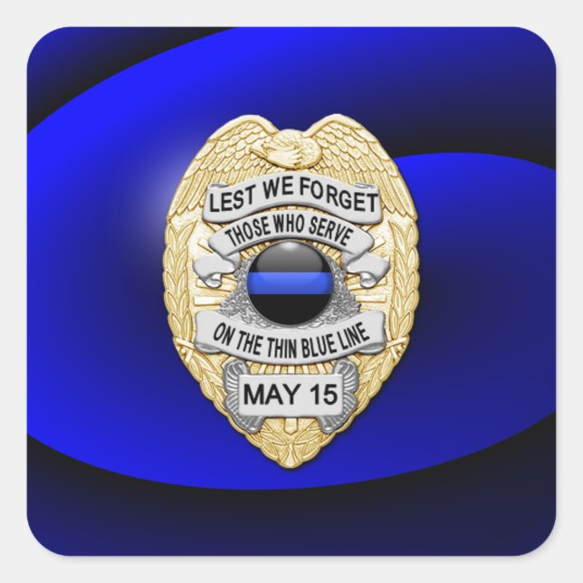Thin Blue Line One-of-a-Kind Square Sticker (Front)
