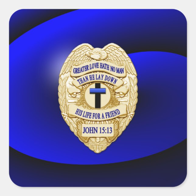 Thin Blue Line One-of-a-Kind Square Sticker (Front)