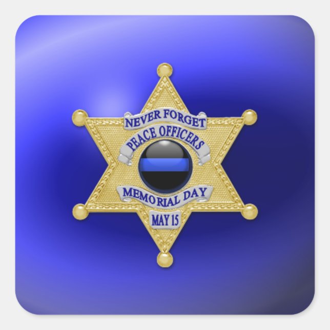 Thin Blue Line One-of-a-Kind Square Sticker (Front)