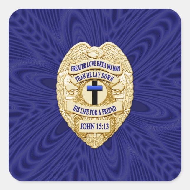 Thin Blue Line One-of-a-Kind Square Sticker (Front)