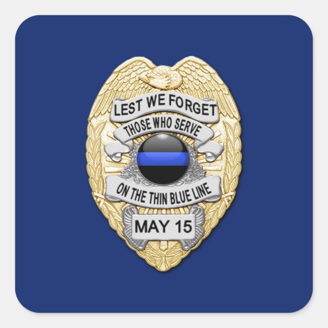 Thin Blue Line One-of-a-Kind Square Sticker (Front)