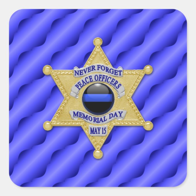 Thin Blue Line One-of-a-Kind Square Sticker (Front)