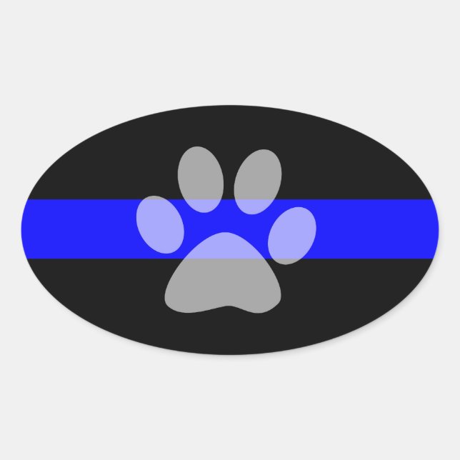 Thin Blue Line Oval Sticker (Set of 4) - K9 (Front)