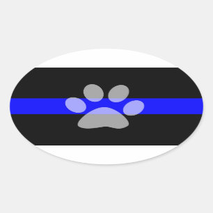 Thin Blue Line Oval Sticker (Set of 4) - K9