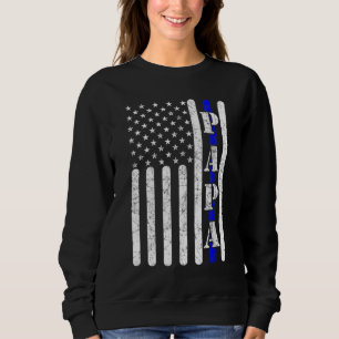 Thin Blue Line Papa Vintage Police American Flag F Sweatshirt