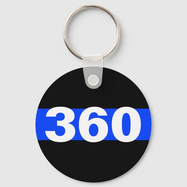 Thin Blue Line Personalized Badge Number Keychain (Front)