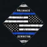 Thin Blue Line Personalized Police Dog Bandana<br><div class="desc">Thin Blue Line Bandana - American flag in Police Flag colours, distressed design . Personalize with police dog name. This personalized police dog bandana is perfect for police and law enforcement families and all those who support them . COPYRIGHT © 2020 Judy Burrows, Black Dog Art - All Rights Reserved....</div>