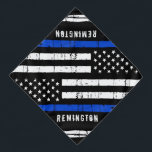 Thin Blue Line Personalized Police Dog Bandana<br><div class="desc">Thin Blue Line Bandana - American flag in Police Flag colours, distressed design . Personalize with police dog name. This personalized police dog bandana is perfect for police and law enforcement families and all those who support them . COPYRIGHT © 2020 Judy Burrows, Black Dog Art - All Rights Reserved....</div>